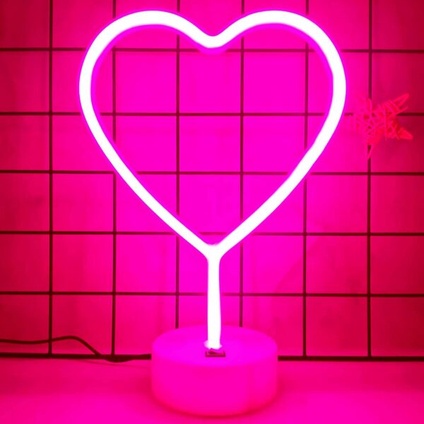B-2 USB DC Cable Or Battery Operated Heart Neon Lamp With Base