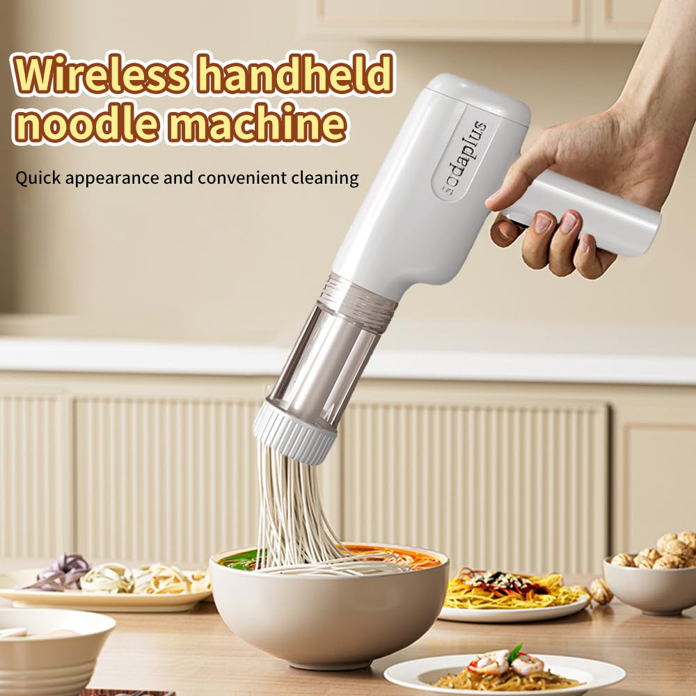 Noodle Maker Portable Electric Pasta Machine Automatic Home Wireless Pasta Machine Handheld Spaghetti Ramen Maker