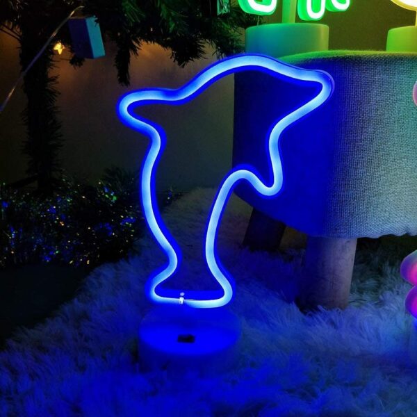 B-23 USB DC Cable Or Battery Operated Flying Dolphin Neon Lamp With Base