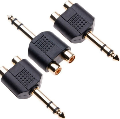 6.35mm Stereo Audio Plug To 2 RCA Female Splitter Adapter Pack Of 100