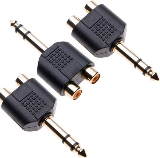 6.35mm Stereo Audio Plug To 2 RCA Female Splitter Adapter Pack Of 100