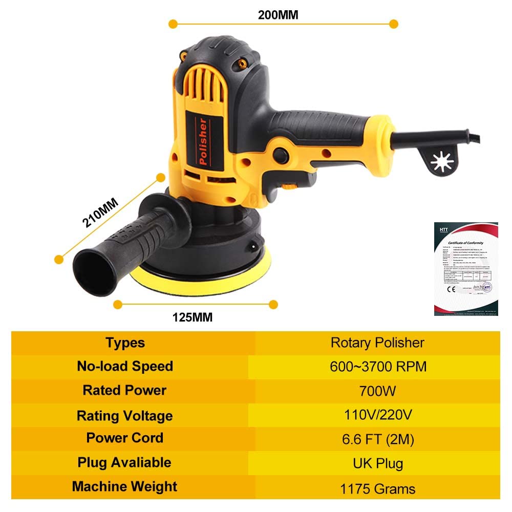 PXIN 5'' Rotary Car Polisher Buffer Waxing Machine Variable Speed Polish Towel Pad Kit