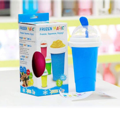 Slushy Maker Cup, The Tiktok Frozen Magic Squeeze Cup Double Layer, Magic Quick Frozen Smoothies Cup, Milkshake Slushy Ice Cream Maker for DIY for Children and Family