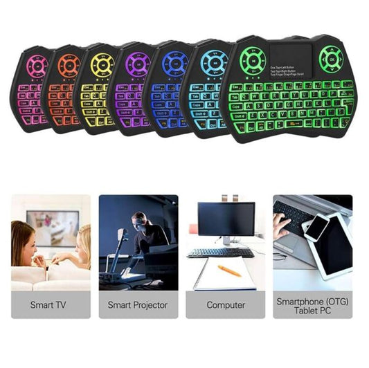 XF0752 Wireless Mini RGB Backlit Keyboard Air Mouse Remote Control