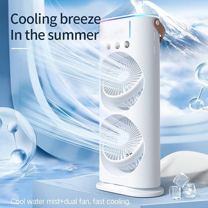 PM-112 Rechargeable LED Dual Spray Mist Fan With Light And Remote Control