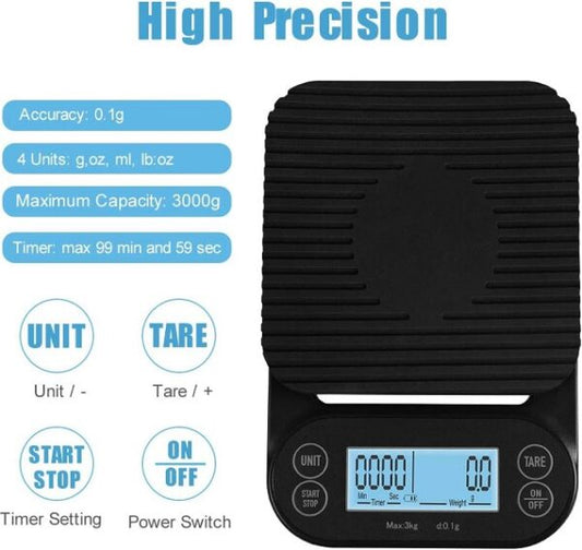 Aerbes AB-C11 Digital Coffee Scale With LCD Backlight 3kg/0.1g