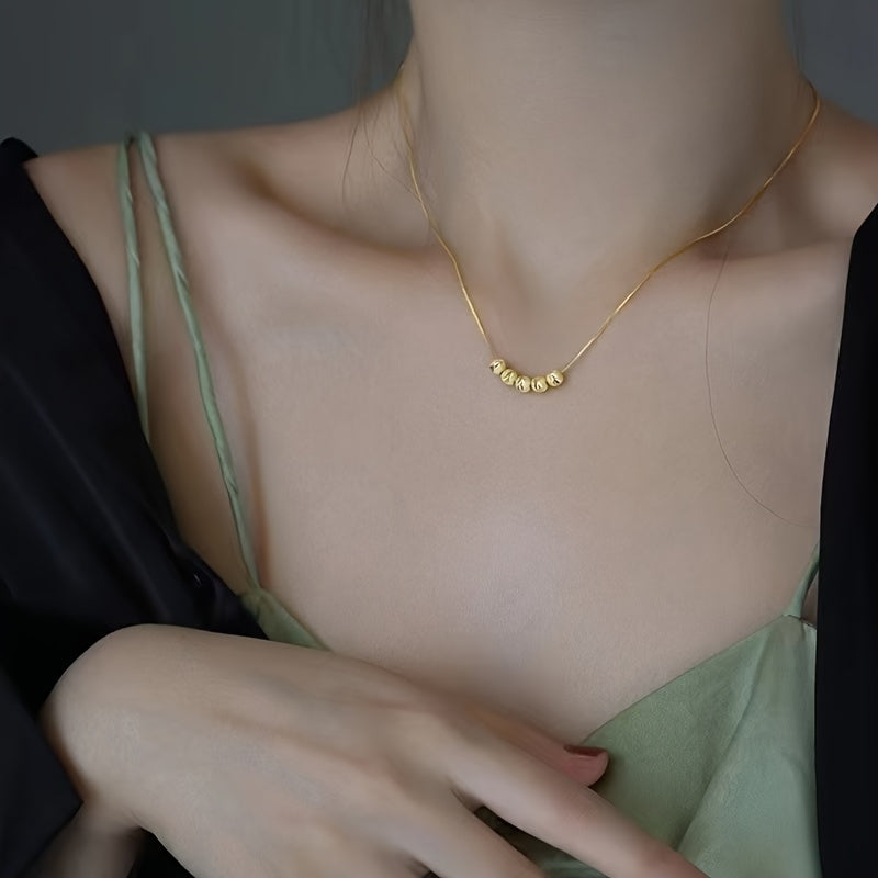 A Lesser than luxury  18 carat Bead plated  Stainless Steel Necklace Is Suitable For Women To Wear In Their Daily Lives Or As Gifts