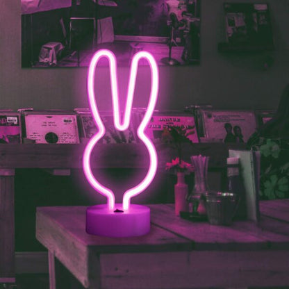 B-13 USB DC Cable or Battery Operated Bunny Ear Neon Lamp with Base