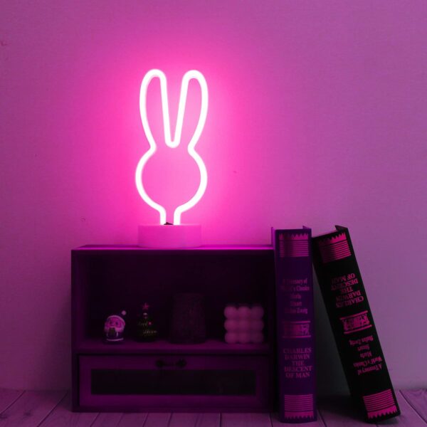 B-13 USB DC Cable or Battery Operated Bunny Ear Neon Lamp with Base