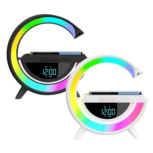 Wireless Speaker Charger,Smart Lamp Speaker With Wireless Charger,Dimmable Night Light G Speaker Lamp, Atmosphere Night Light Wireless Pho Ne Charger G Lamp With Sunrise Alarm Clock