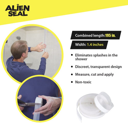 Alien Draft Seal Under Door Draft Stopper 1 Roll 195 in. Anti-Drip Adhesive and Flexible Flap to Seal Gaps Around Doors, Showers and Windows, Weather Stripping Insulator Tape As Seen On TV