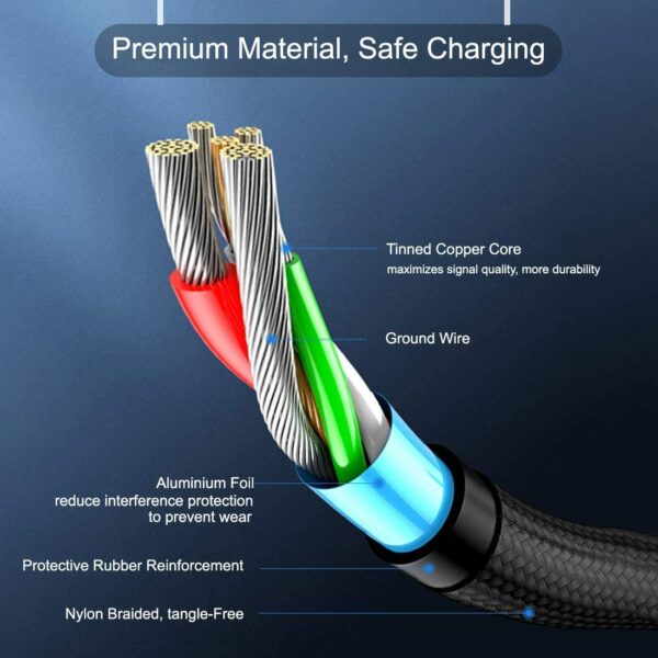 Treqa CA-830 3 in 1 Cable 3.1A Type C, V8 And Lightning To USB