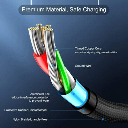 Treqa CA-830 3 in 1 Cable 3.1A Type C, V8 And Lightning To USB