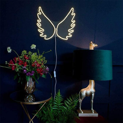 C-15-Wings USB Powered Wings Neon Lamp With Back Plate + On Off Switch