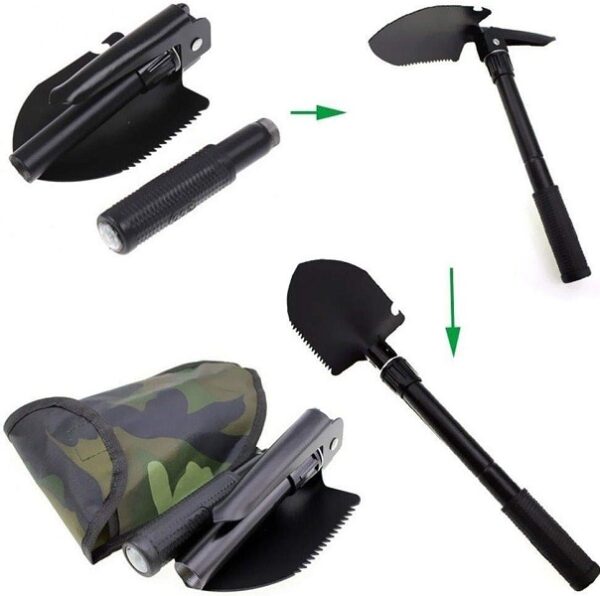 Military Folding Shovel and Pick with Carrying Pouch