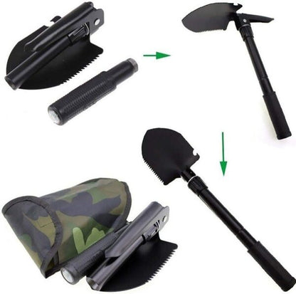 Military Folding Shovel and Pick with Carrying Pouch