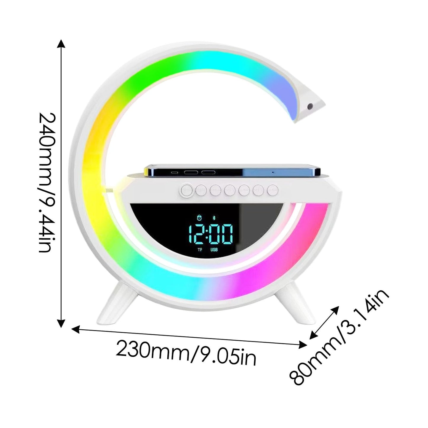 Wireless Speaker Charger,Smart Lamp Speaker With Wireless Charger,Dimmable Night Light G Speaker Lamp, Atmosphere Night Light Wireless Pho Ne Charger G Lamp With Sunrise Alarm Clock