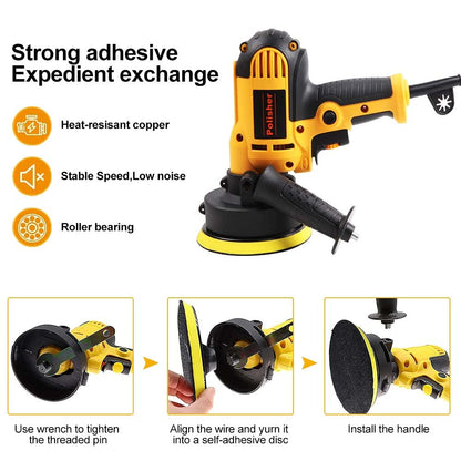 PXIN 5'' Rotary Car Polisher Buffer Waxing Machine Variable Speed Polish Towel Pad Kit