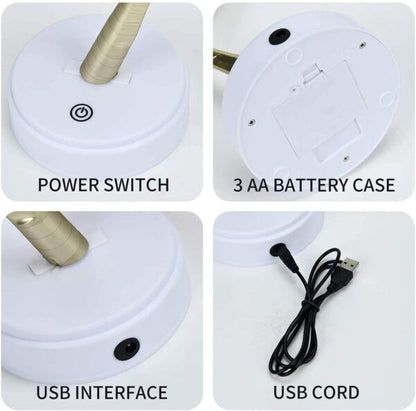 D-3 72 LED Golden Leaves Tree Table Lamp With Base DC USB /Battery Operated