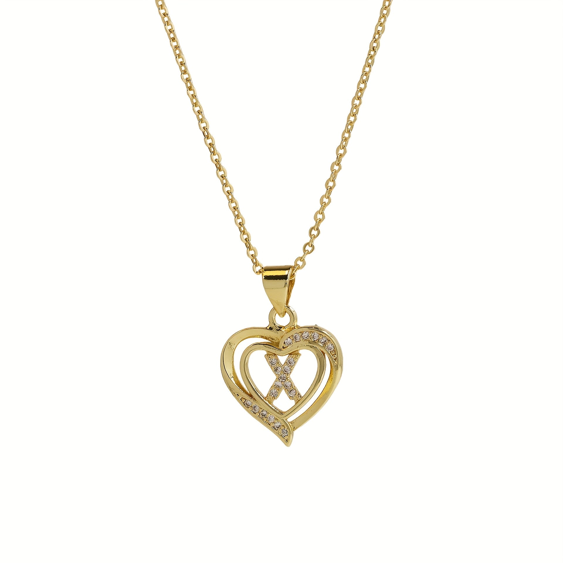 1pc 's Initial Necklace   1 Golden Plated Golden Plated Heart Pendant with A Z Letters (A Z)   Name Jewelry Gift for Wedding  Mother's Day    Elegant Golden Tone Initial Charm for Casual Attire & Special Occasions  for Teenager