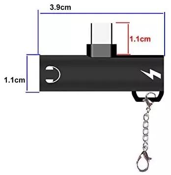 Audio Adapter 3 in 1 Type C Male to Type C Female to 3.5mm Female Headphone Jack Stereo