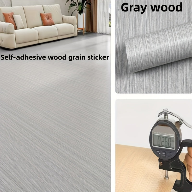 1 Roll Peel & Stick Wood Grain Vinyl   Self Adhesive Waterproof Peel Away  Realistic Wood Plank Tiles  Easy DIY Installation  Low Thickness (0.26mm) Laminate Floor Covering  Bathroom    Wood Like Floor