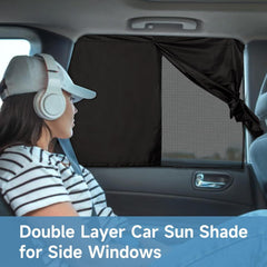 2pcs Black Car Window Shades   UV Blocking  Heat Insulating  Magnetic Privacy Curtains for Side Windows  Ideal for Camping & Outdoor Adventures  Camping Essentials | Star Pattern Design | Nonwoven Fabric