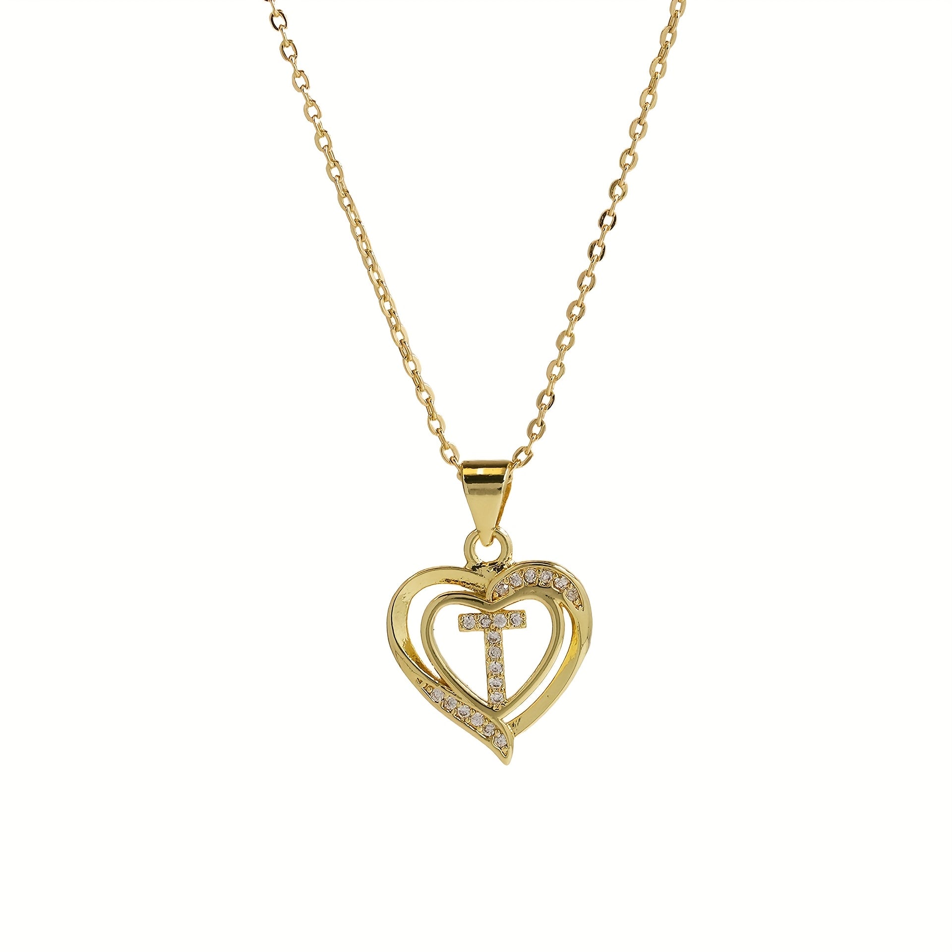 1pc 's Initial Necklace   1 Golden Plated Golden Plated Heart Pendant with A Z Letters (A Z)   Name Jewelry Gift for Wedding  Mother's Day    Elegant Golden Tone Initial Charm for Casual Attire & Special Occasions  for Teenager