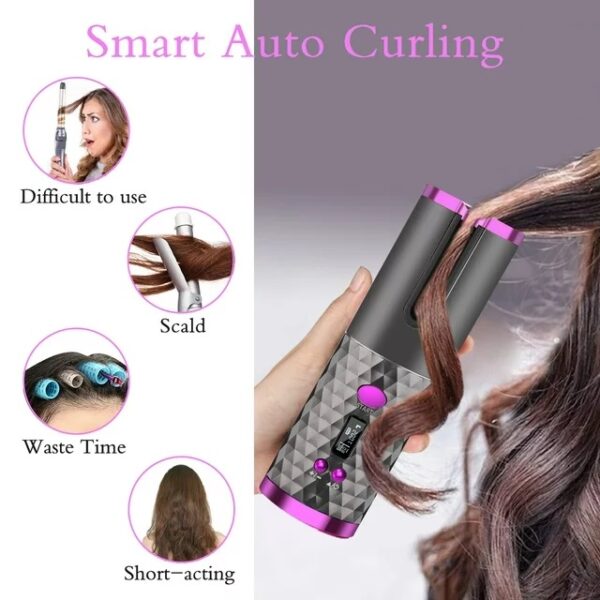 Aorlis USB Rechargeable Cordless  Professional Automatic Hair  Curling Iron with LCD Display