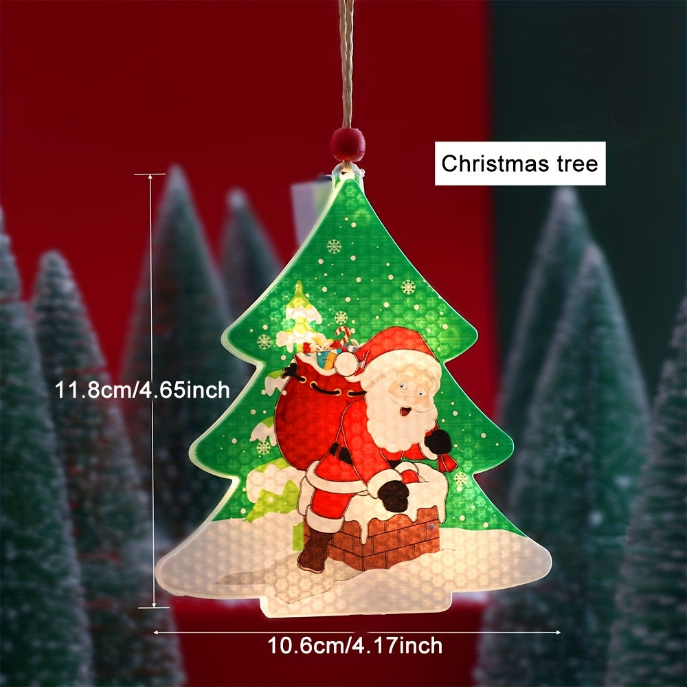 1pc Christmas LED hanging Lights  Reindeer  snowflakes  Christmas tree  snowman  socks  stars Design  Cute Style  Battery Powered  Indoor Holiday Decor  for Home  Wall  Window  Curtain  Party  Bedroom  Xmas Tree Decoration  Indoor Hanging Lights