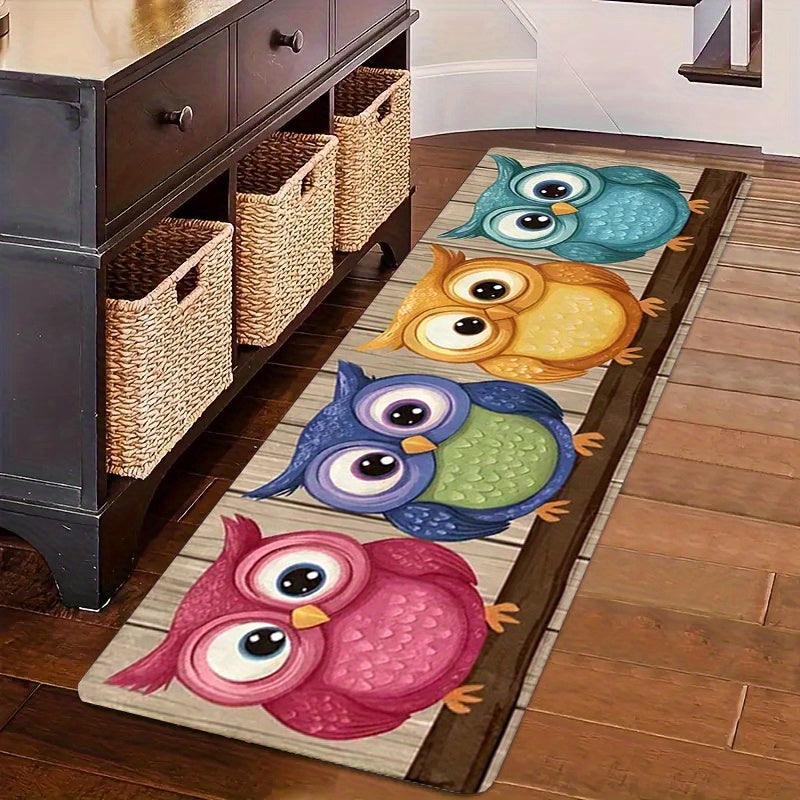 1Pc Of Cartoon Owl Pattern Long Strip Mat Flannel