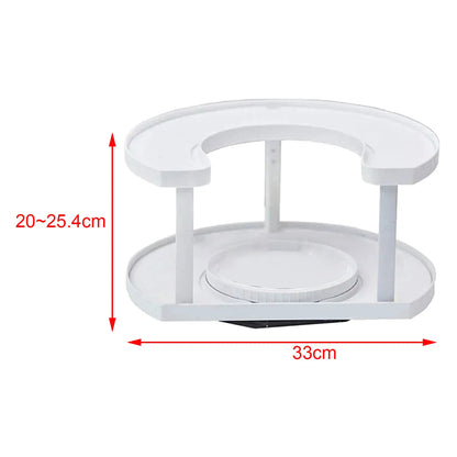 360 Degree Rotating Spice Rack Turntable Non Skid Save Space 2 Tiers Condiments Storage Rack for Kitchen Cupboard Makeup Vanity