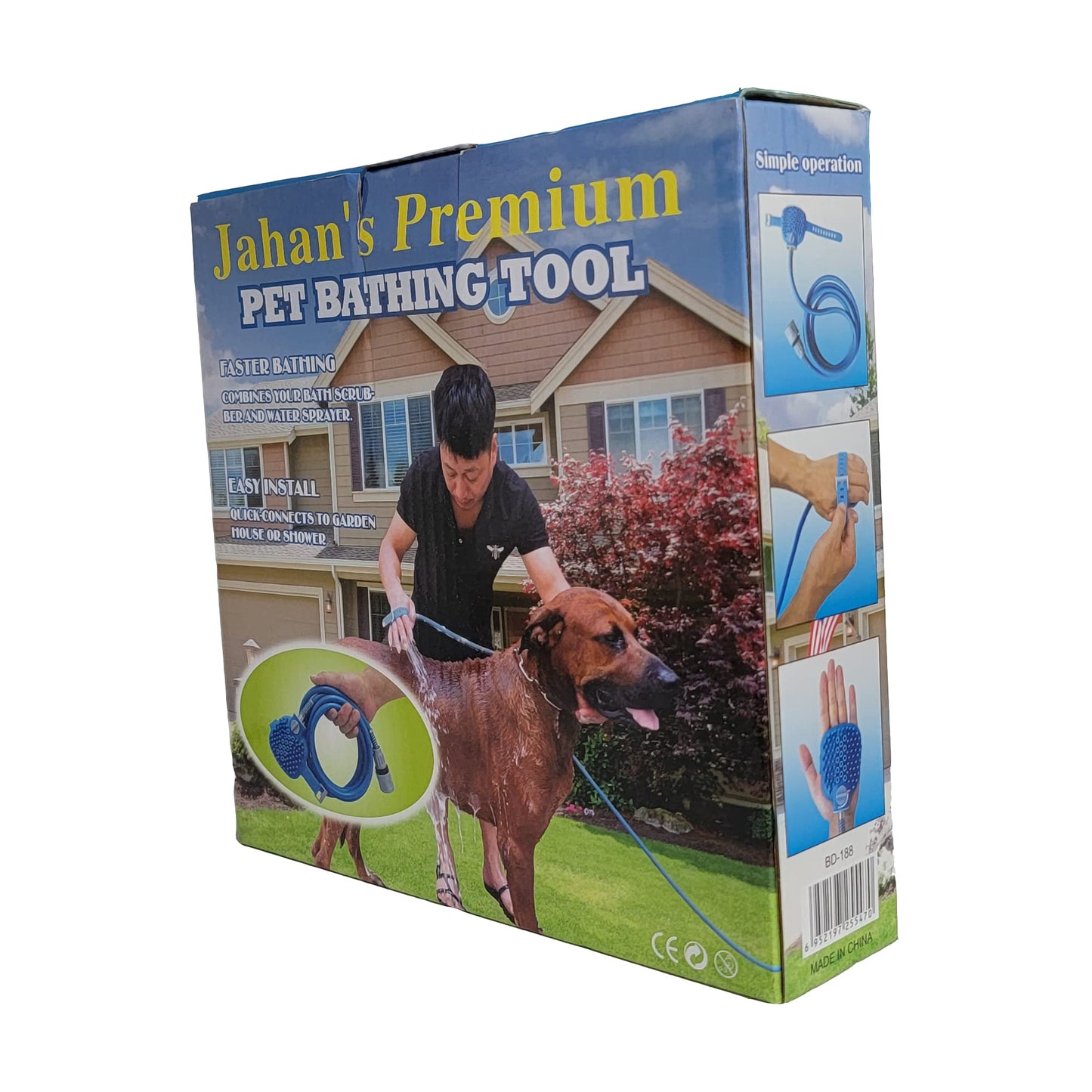 Jahan’s Premium Dog Wash Brush - Sprayer and Scrubber Tool in One - Indoor/Outdoor Dog Washing Supplies - Dog Grooming for Long and Short Haired Dogs and Cats - Dog Washing with Sprayer and Shower