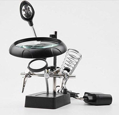 LED lamp 90mm Glass Mirror 3 Lens Repair Special Desktop Magnifying Glass Tools