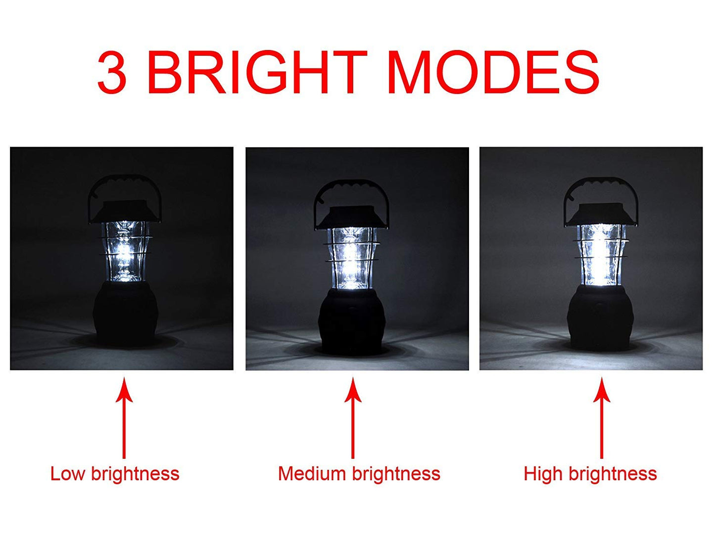 Solar Lantern, 5 Mode Hand Crank Dynamo Rechargeable Camping Lantern 36 LED Emergency Light Ultra Bright Car Charge Camping Gear for Hiking Emergency