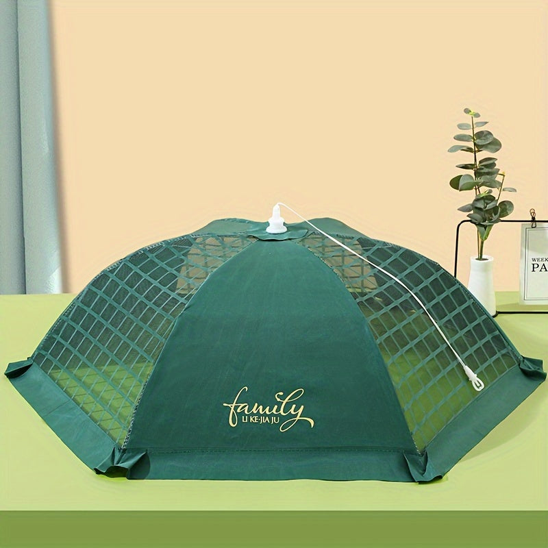 Family Fly Proof Dining Table & Vegetable Cover   Large Capacity Circular Rectangular Foldable Design  Durable Green Fabric with Mesh Ventilation  Elastic Edges for Secure Fit  Outdoor Picnic BBQ Insect Protection  Insect Netting for Vegetables  Kitchen P