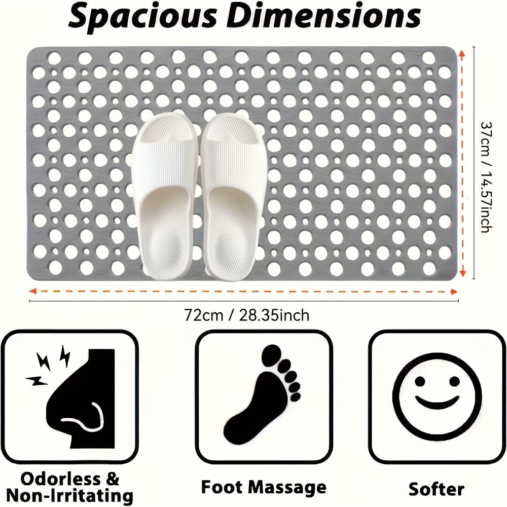 1pc   Quick Drying Anti Slip Bath Mat | Silicone Shower Mat with Circular Hole Design  Massage Ring  Suitable for Shower Rooms  Hotels  Toilets  Bathtubs