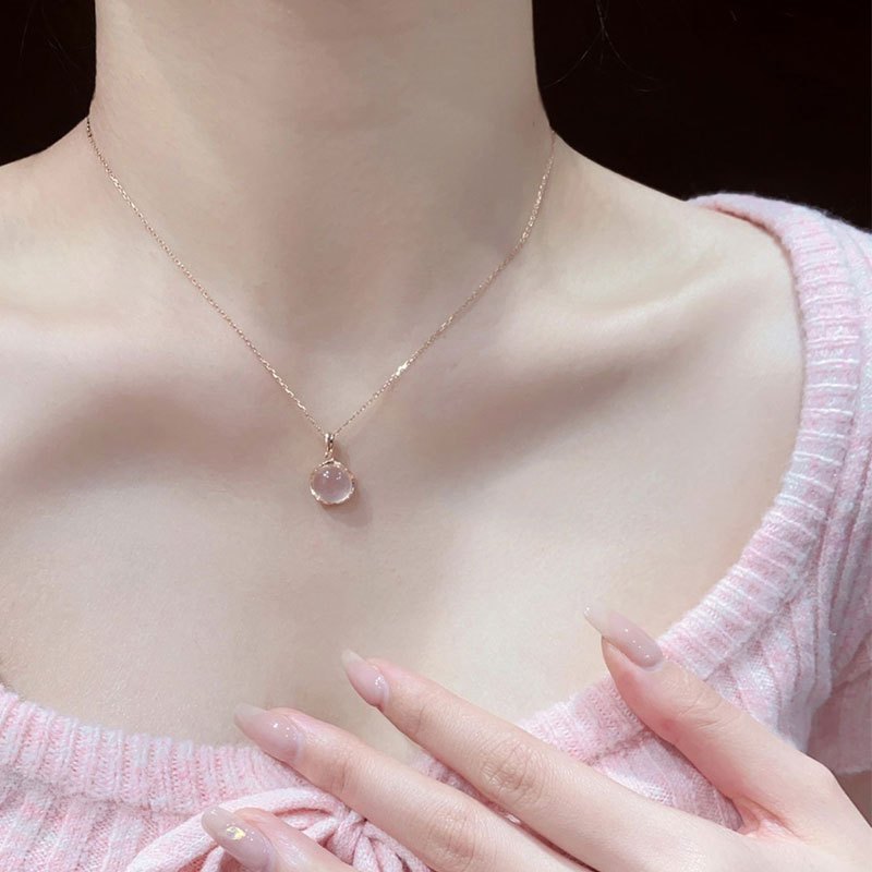 's Golden Tone Purple Oval Simulated Pendant Necklace   Elegant Minimalist Oval Chain Jewelry with Delicate White Accent  Everyday Summer Necklace for  Durable & Versatile Fashion Jewelry Gift  for Teenager