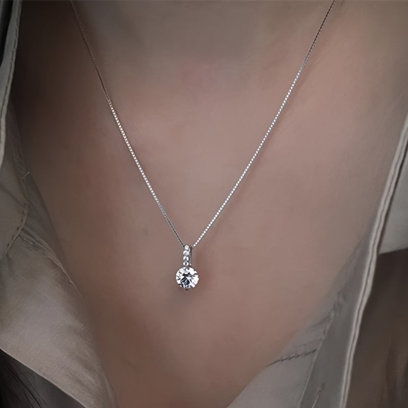 1pc Elegant Synthetic Zirconia Teardrop Pendant Necklace   Sparkling Clavicle Chain Jewelry for Women  Perfect for Valentine'S Day  Anniversaries  Birthdays & Parties  Daily Wear Necklace | Sparkling Pendant | Zirconia Gemstone