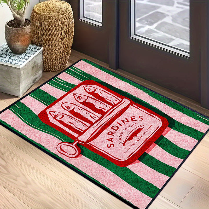 This Product Features A Sardine Can Design Mat