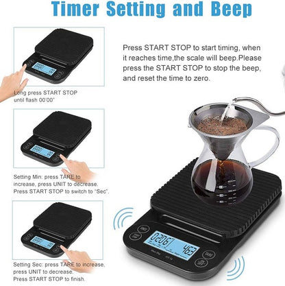 Aerbes AB-C11 Digital Coffee Scale With LCD Backlight 3kg/0.1g