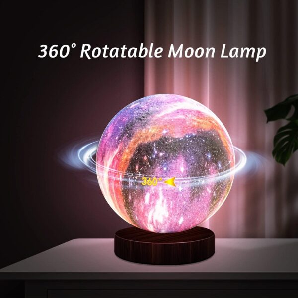USB Rechargeable Rotating Galaxy Moon Lamp With Remote Control 18cm