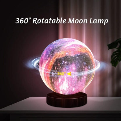 USB Rechargeable Rotating Galaxy Moon Lamp With Remote Control 18cm