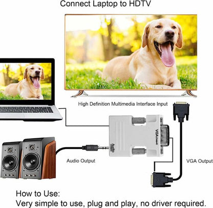 HDMI To VGA Converter With 3.5mm Audio Cable