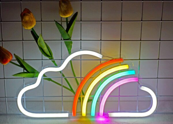 C-11 USB Powered Rainbow Through Cloud Neon Lamp With Back Plate + On Off Switch