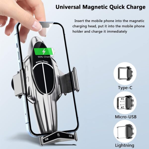 Wolulu AS-50906 Vehicle Wireless Multifunctional Airplane Shape Phone Charger 15W