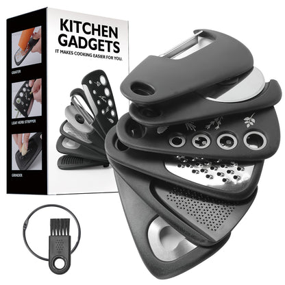6-in-1 Portable Kitchen Helper, Peeler, Camping Accessories, Bottle Opener, Pizza Cutter, Fruit Vegetable Peeler, Cheese Grater, Garlic, Ginger Mill, Leaf, Herb Stripper Potato Peeler for Kitchen Aid
