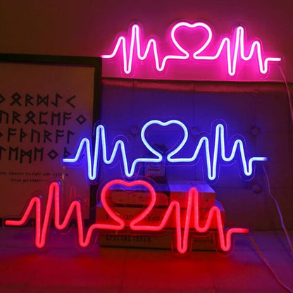 C-8 USB Powered Heart Rate Neon Lamp With Back Plate + On Off Switch