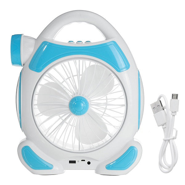 FA-1988 Rechargeable Desktop Fan with Light 2 x COB + 5W LED 2 In 1