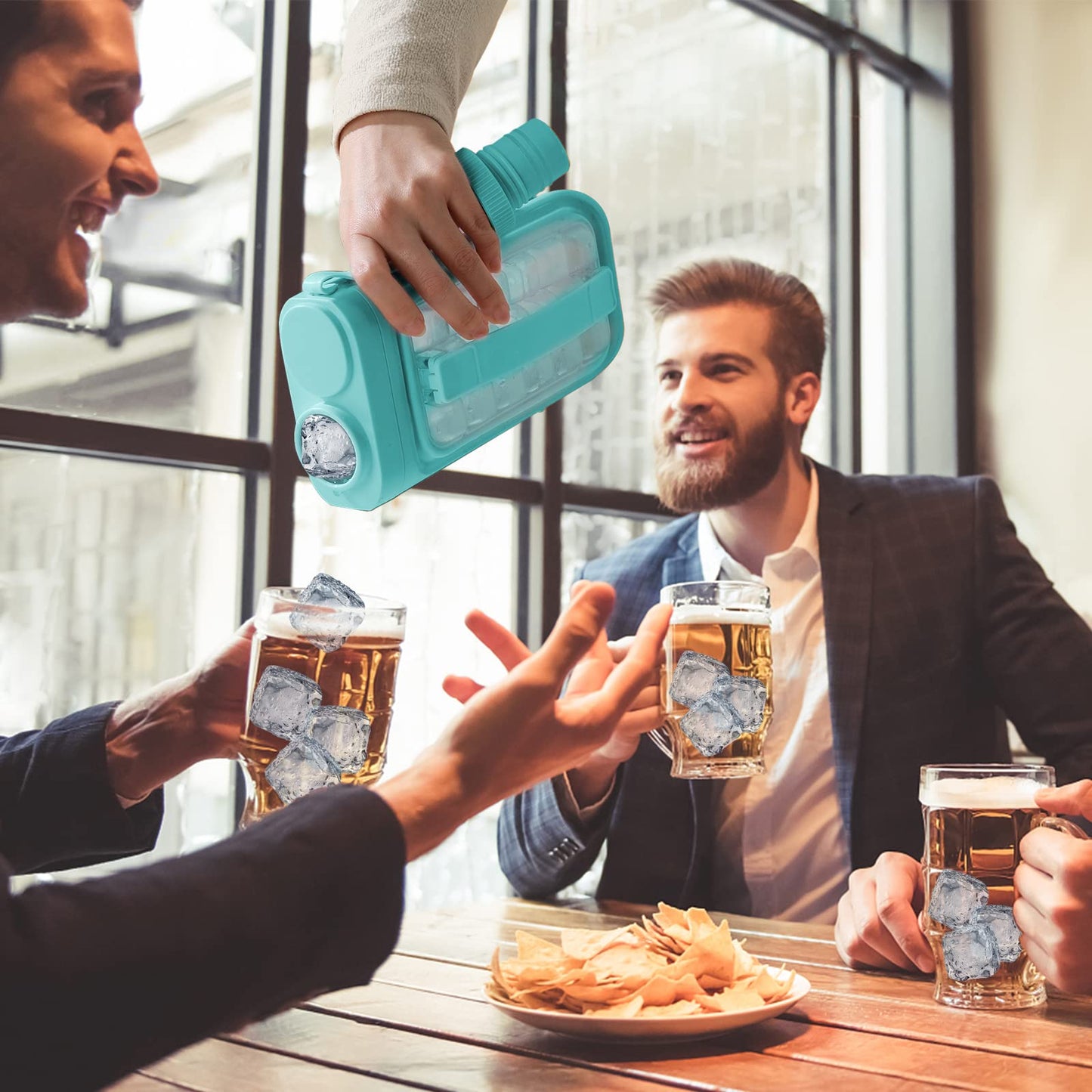 Ice Cube Trays Freezer 2 in 1 Portable Ice Tray Bottle with Lid Holds 17 Ice Cubes